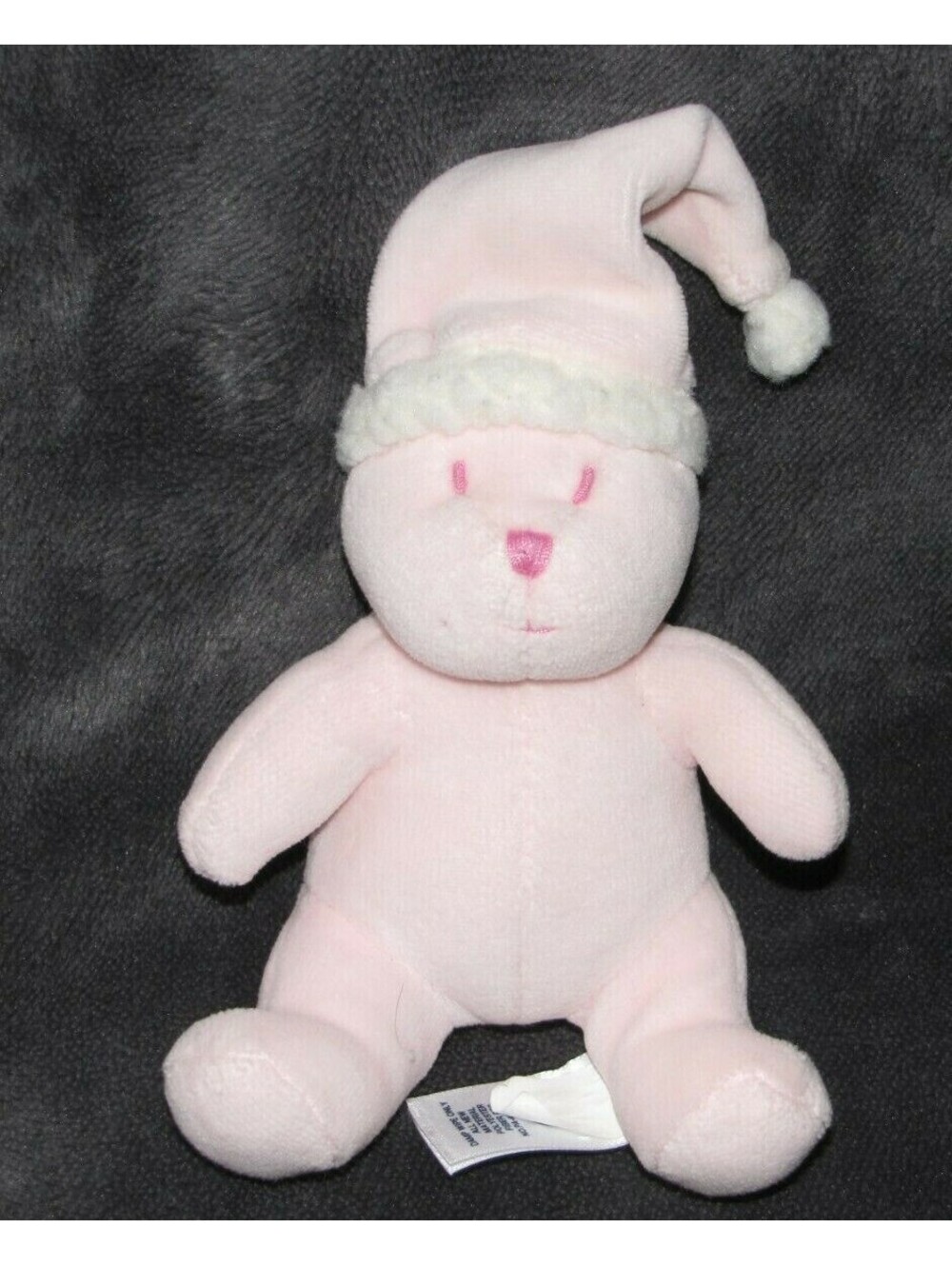BABY GAP STUFFED PLUSH PINK MINI BRANNAN TEDDY BEAR HOLIDAY XMAS HAT RATTLE